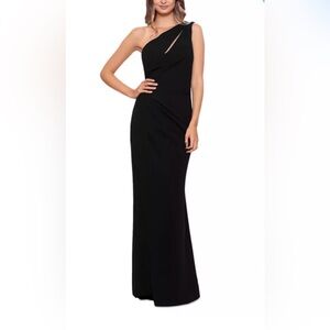 AQUA Cutout One Shoulder Gown